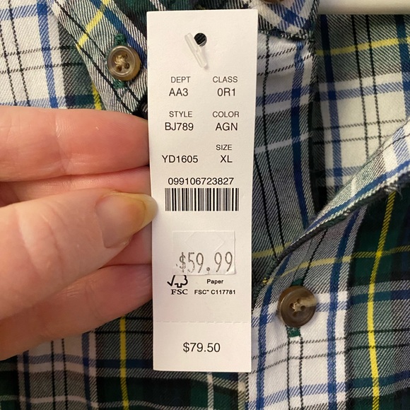 JCrew Men’s plaid button down NWT XL - Picture 3 of 3
